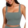 imageCRZ YOGA Butterluxe Square Neck Crop Tank Tops for Women  Workout Longline Sports Bras Padded Yoga CamisoleGrey Sage