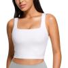 imageCRZ YOGA Butterluxe Square Neck Crop Tank Tops for Women  Workout Longline Sports Bras Padded Yoga CamisoleWhite