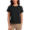 imageCRZ YOGA Pima Cotton Relaxed TShirts for Women  Workout Athletic Gym Casual Short Sleeve Shirts Basic Crewneck Hip TopsBlack