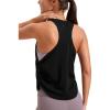 imageCRZ YOGA Pima Cotton Ruched Side Tank Tops for Women  Workout Athletic Casual Racerback Crewneck Loose Sleeveless ShirtsBlack