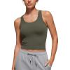 imageCRZ YOGA Softembrace Scoop Neck Tank Tops for Women  Casual Going Out Soft Double Lined Crop Basic Sleeveless ShirtsLight Army Green
