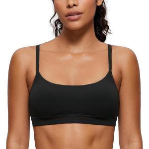 imageCRZ YOGA Butterluxe Adjustable Spaghetti Strap Sports Bras for Women  Scoop Neck Wireless Padded Yoga Workout Crop TopBlack