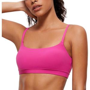 imageCRZ YOGA Butterluxe Adjustable Spaghetti Strap Sports Bras for Women  Scoop Neck Wireless Padded Yoga Workout Crop TopHibiscus Purple