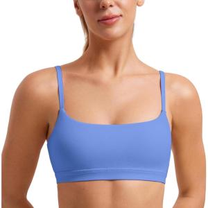 imageCRZ YOGA Butterluxe Adjustable Spaghetti Strap Sports Bras for Women  Scoop Neck Wireless Padded Yoga Workout Crop TopWild Indigo