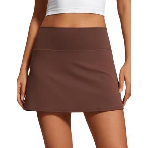 imageCRZ YOGA Butterluxe High Waisted Tennis Skirts for Women  Mini Lined A Line Golf Casual Skort with Inner PocketsCoffee Brown
