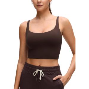 imageCRZ YOGA Butterluxe Soft Double Lined Cami Tank Tops for Women  Yoga Casual Going Out Crop Square Neck Sleeveless ShirtsHot Fudge Brown