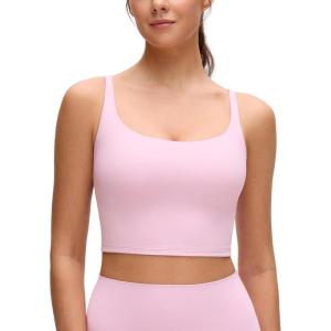 imageCRZ YOGA Butterluxe Soft Double Lined Cami Tank Tops for Women  Yoga Casual Going Out Crop Square Neck Sleeveless ShirtsPink Peony