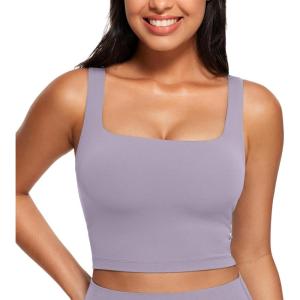 imageCRZ YOGA Butterluxe Square Neck Crop Tank Tops for Women  Workout Longline Sports Bras Padded Yoga CamisoleLavender Mist