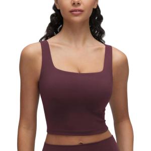 imageCRZ YOGA Butterluxe Square Neck Crop Tank Tops for Women  Workout Longline Sports Bras Padded Yoga CamisoleRipe Plum