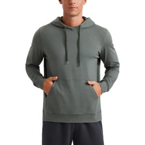 imageCRZ YOGA Cloud Jersey Pullover Hoodies for Men  Casual Workout Long Sleeve Basic Hooded Sweatshirts with PocketGrey Sage