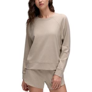 imageCRZ YOGA Cloud Jersey Pullover Sweatshirt for Women Long Sleeve Soft Casual Crewneck Tops Basic Workout Fall ShirtsMojave Tan