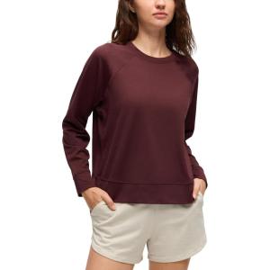 imageCRZ YOGA Cloud Jersey Pullover Sweatshirt for Women Long Sleeve Soft Casual Crewneck Tops Basic Workout Fall ShirtsRed Merlot