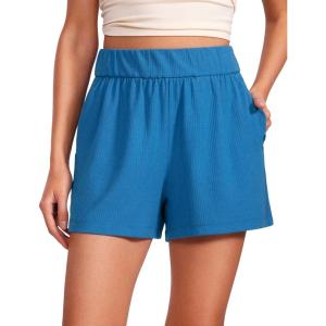 imageCRZ YOGA Comfy Ribbed Sweat Shorts for Women 3quot  High Waisted Lyocell for Casual Lounge Athletic Jersey with PocketsSupersonic Blue