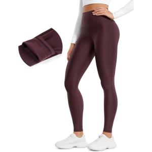 imageCRZ YOGA Fleece Lined Leggings 28  Thermal Casual Lounge Workout Yoga Womens Full Length Pants Winter WarmArctic Plum