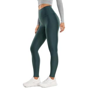 imageCRZ YOGA Fleece Lined Leggings 28  Thermal Casual Lounge Workout Yoga Womens Full Length Pants Winter WarmForest Dark Green