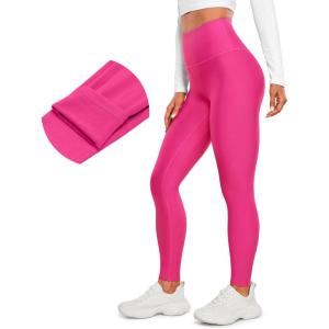 imageCRZ YOGA Fleece Lined Leggings 28  Thermal Casual Lounge Workout Yoga Womens Full Length Pants Winter WarmGranita Pink