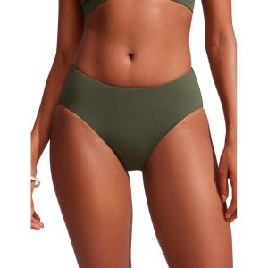 imageCRZ YOGA Mid Waisted Bikini Bottoms for Women  Full Coverage Bathing Suit Swimsuit Basic Swim BriefsDark Olive