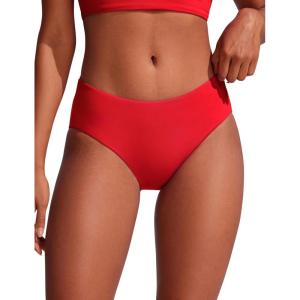imageCRZ YOGA Mid Waisted Bikini Bottoms for Women  Full Coverage Bathing Suit Swimsuit Basic Swim BriefsDeep Red