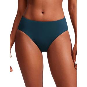 imageCRZ YOGA Mid Waisted Bikini Bottoms for Women  Full Coverage Bathing Suit Swimsuit Basic Swim BriefsInsignia Blue