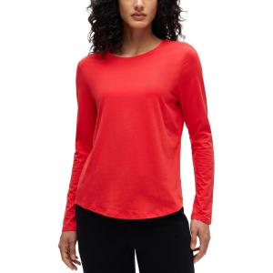 imageCRZ YOGA Pima Cotton Crewneck Long Sleeve Shirts for Women  Workout Athletic Yoga Casual Tops Soft Plain TShirtDeep Red