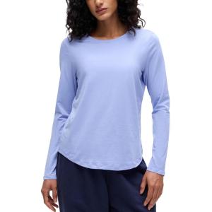 imageCRZ YOGA Pima Cotton Crewneck Long Sleeve Shirts for Women  Workout Athletic Yoga Casual Tops Soft Plain TShirtPeriwinkle Purple