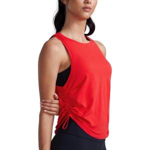 imageCRZ YOGA Pima Cotton Ruched Side Tank Tops for Women  Workout Athletic Casual Racerback Crewneck Loose Sleeveless ShirtsFestival Red