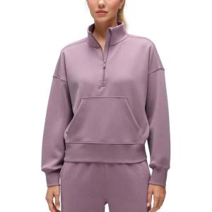imageCRZ YOGA SoftAura Half Zip Sweatshirt for Women  Pullover Workout Casual Funnel Neck Sweat Shirts with PocketLight Lavender