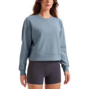 imageCRZ YOGA SoftAura Pullover Sweatshirt for Women  Crewneck Workout Casual Basic Fall Sweat ShirtsBelgian Blue