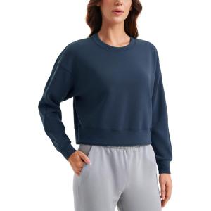 imageCRZ YOGA SoftAura Pullover Sweatshirt for Women  Crewneck Workout Casual Basic Fall Sweat ShirtsInk Blue