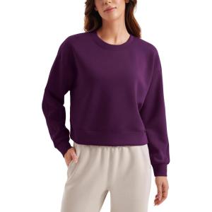 imageCRZ YOGA SoftAura Pullover Sweatshirt for Women  Crewneck Workout Casual Basic Fall Sweat ShirtsPlum Magenta