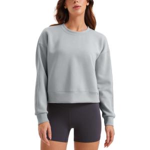 imageCRZ YOGA SoftAura Pullover Sweatshirt for Women  Crewneck Workout Casual Basic Fall Sweat ShirtsRhino Grey