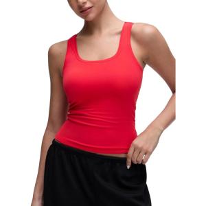 imageCRZ YOGA Softembrace Scoop Neck Tank Tops for Women  Casual Going Out Soft Double Lined Crop Basic Sleeveless ShirtsAurora Red