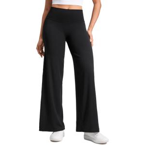 imageCRZ YOGA Softretch No Front Seam Wide Leg Pants 30quot for Women  High Waisted Yoga Lounge Buttery Soft Comfy CasualBlack