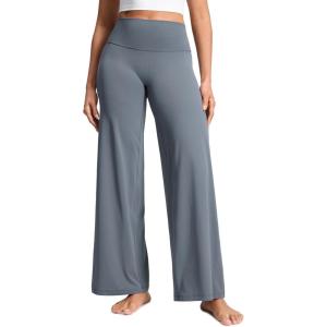 imageCRZ YOGA Softretch No Front Seam Wide Leg Pants 30quot for Women  High Waisted Yoga Lounge Buttery Soft Comfy CasualSolar Grey