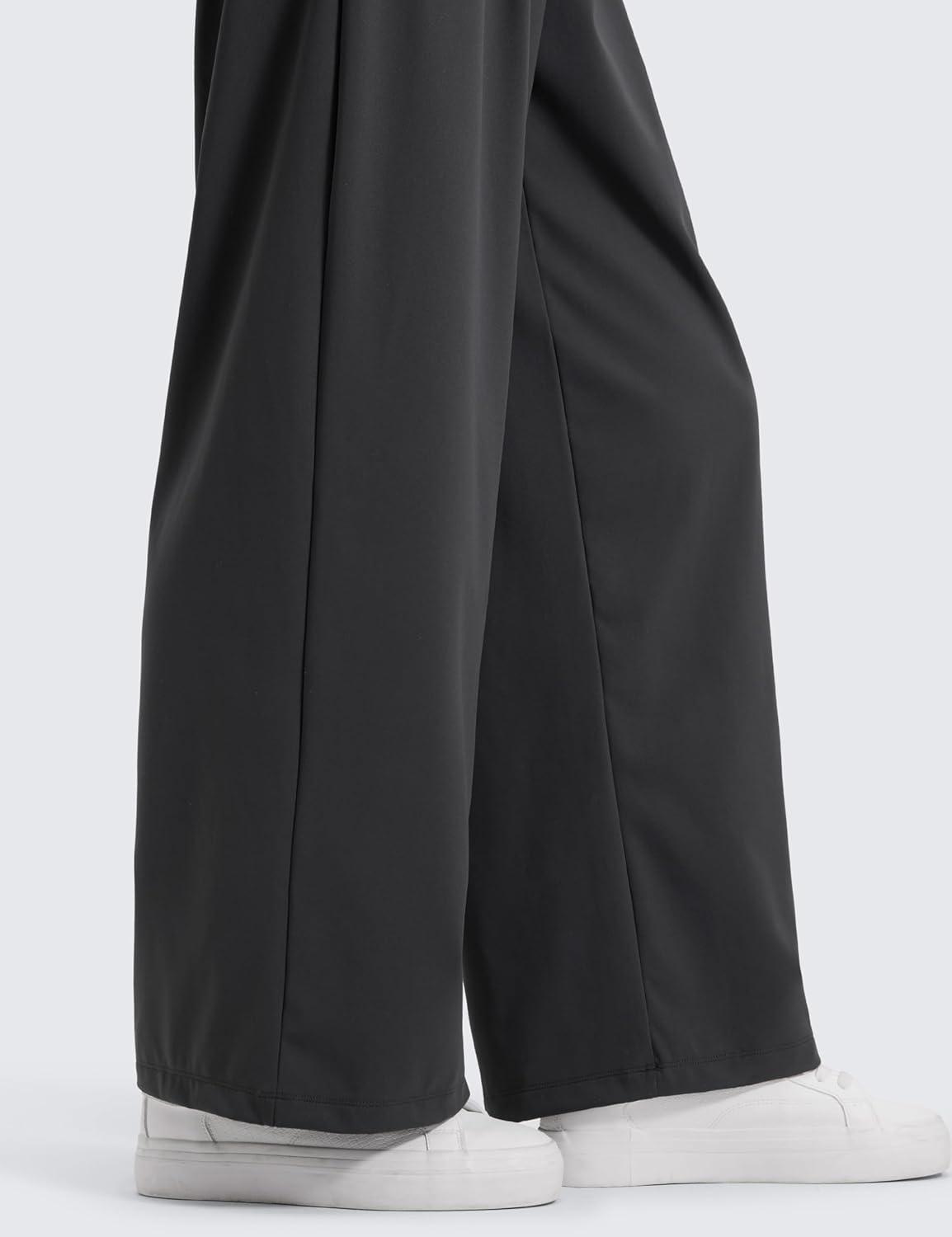 imageCRZ YOGA 4Way Stretch Wide Leg Work Pants for Women 29quot  Bussiness Casual Trousers with PocketsInk Gray