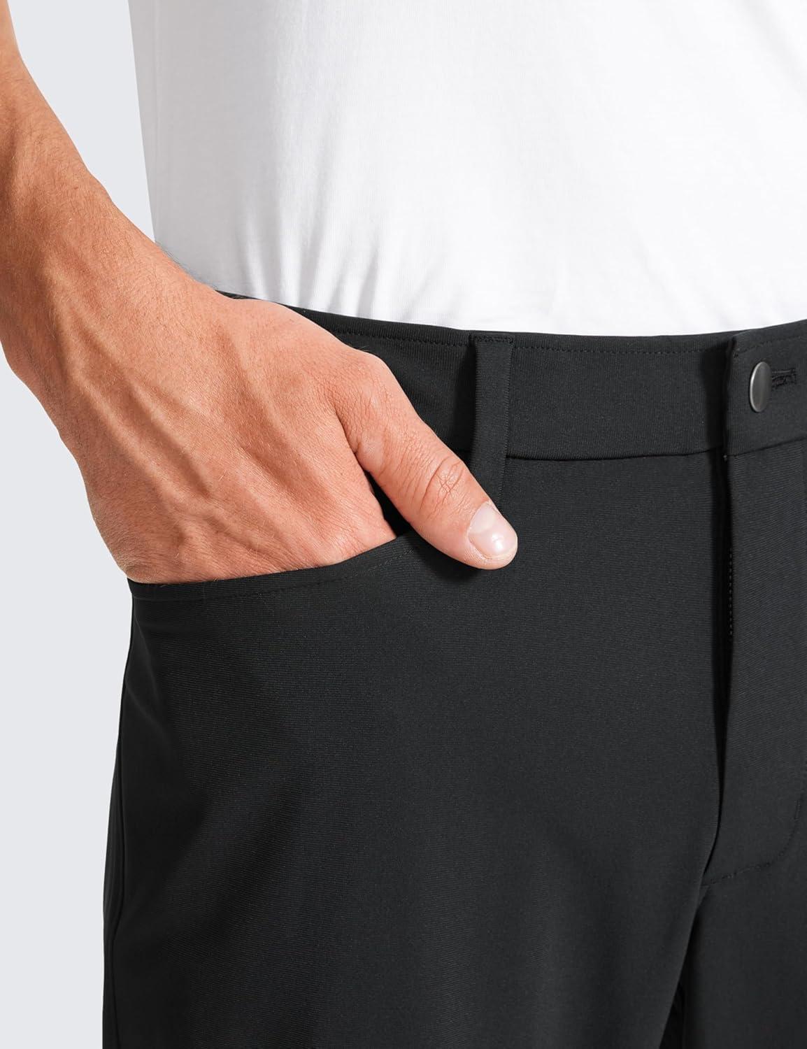 imageCRZ YOGA All Day Comfy 5Pocket Golf Pants for Men  28quot30quot32quot34quot Quick Dry Lightweight Casual Work Stretch TrousersBlack