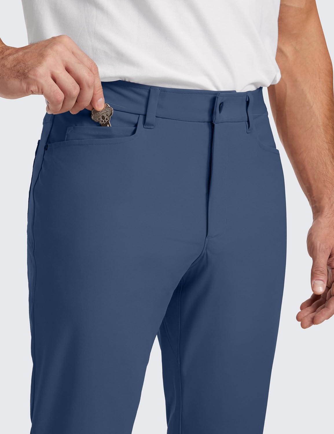 imageCRZ YOGA All Day Comfy 5Pocket Golf Pants for Men  28quot30quot32quot34quot Quick Dry Lightweight Casual Work Stretch TrousersElectric Blue