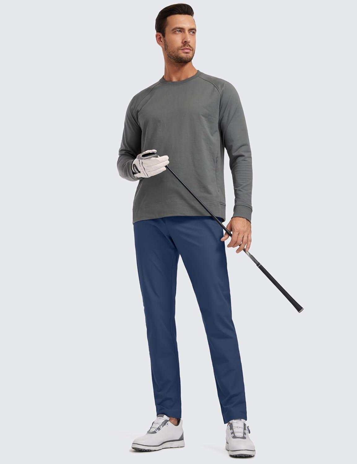 imageCRZ YOGA All Day Comfy 5Pocket Golf Pants for Men  28quot30quot32quot34quot Quick Dry Lightweight Casual Work Stretch TrousersElectric Blue