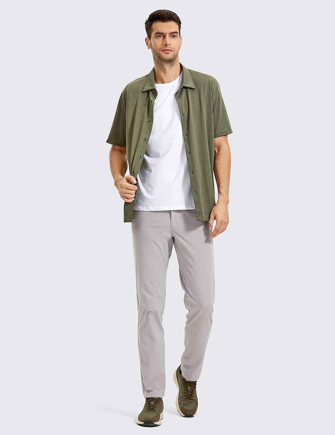 imageCRZ YOGA All Day Comfy 5Pocket Golf Pants for Men  28quot30quot32quot34quot Quick Dry Lightweight Casual Work Stretch TrousersGull Gray