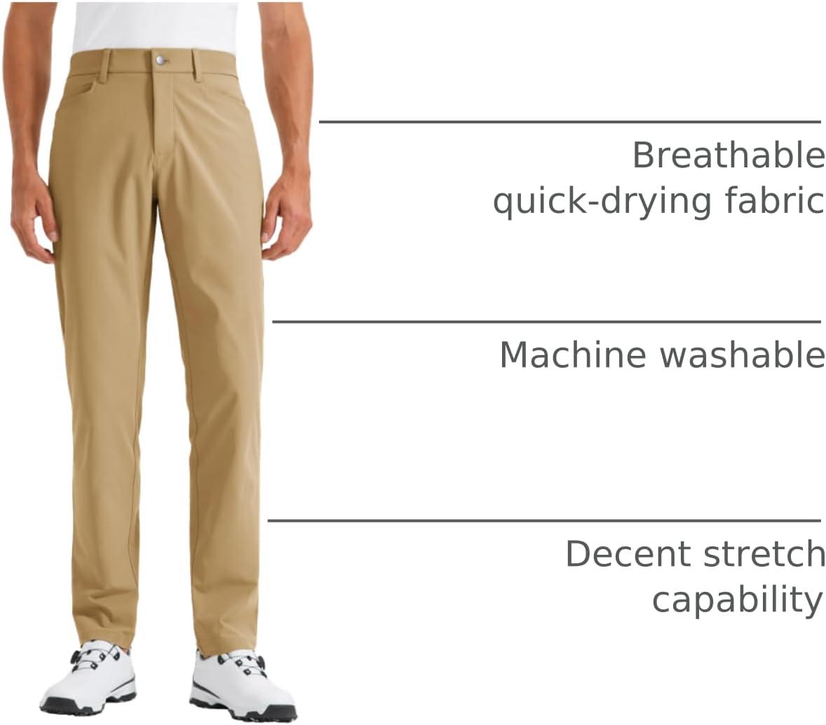 imageCRZ YOGA All Day Comfy 5Pocket Golf Pants for Men  28quot30quot32quot34quot Quick Dry Lightweight Casual Work Stretch TrousersKhaki Sand