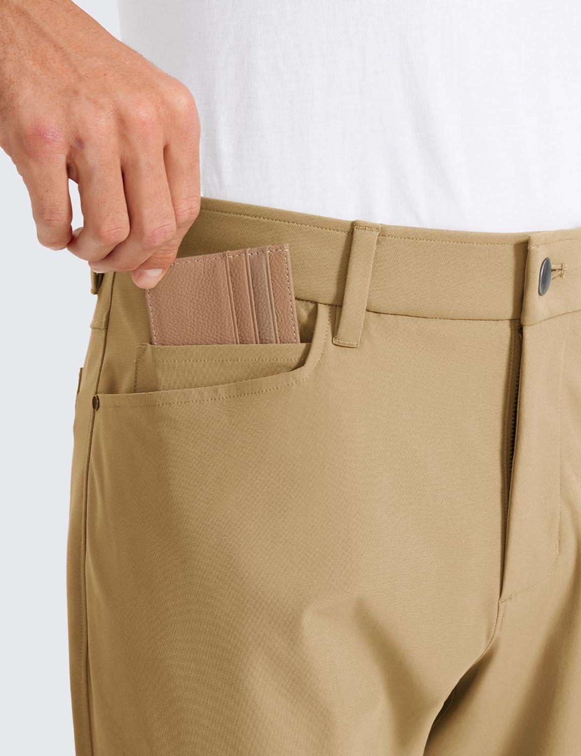 imageCRZ YOGA All Day Comfy 5Pocket Golf Pants for Men  28quot30quot32quot34quot Quick Dry Lightweight Casual Work Stretch TrousersKhaki Sand