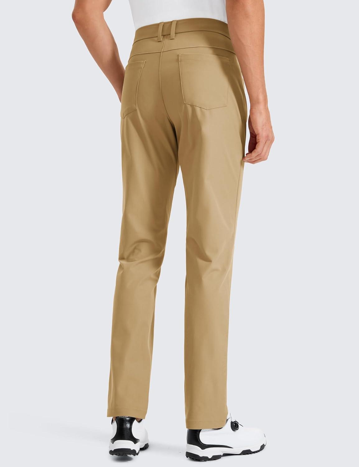 imageCRZ YOGA All Day Comfy 5Pocket Golf Pants for Men  28quot30quot32quot34quot Quick Dry Lightweight Casual Work Stretch TrousersKhaki Sand