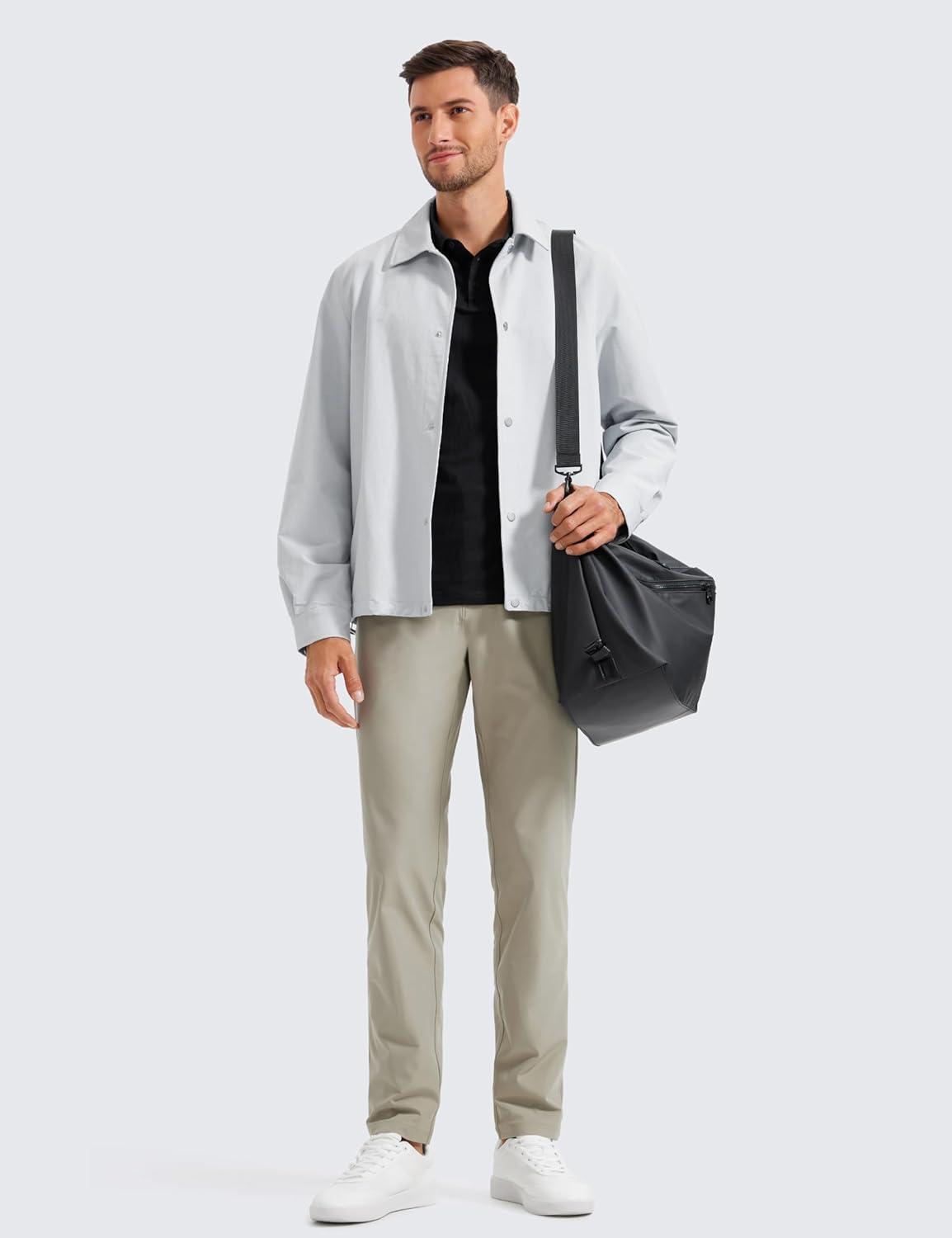 imageCRZ YOGA All Day Comfy 5Pocket Golf Pants for Men  28quot30quot32quot34quot Quick Dry Lightweight Casual Work Stretch TrousersKhali Barley