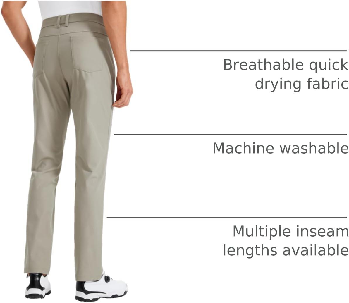 imageCRZ YOGA All Day Comfy 5Pocket Golf Pants for Men  28quot30quot32quot34quot Quick Dry Lightweight Casual Work Stretch TrousersKhali Barley