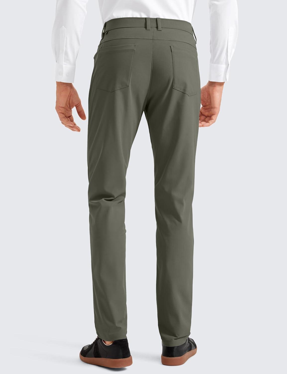 imageCRZ YOGA All Day Comfy 5Pocket Golf Pants for Men  28quot30quot32quot34quot Quick Dry Lightweight Casual Work Stretch TrousersLight Army Green