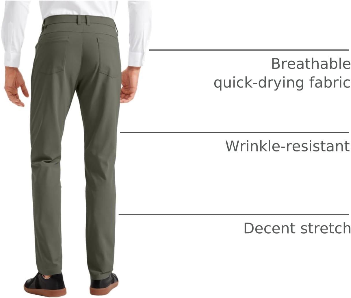 imageCRZ YOGA All Day Comfy 5Pocket Golf Pants for Men  28quot30quot32quot34quot Quick Dry Lightweight Casual Work Stretch TrousersLight Army Green