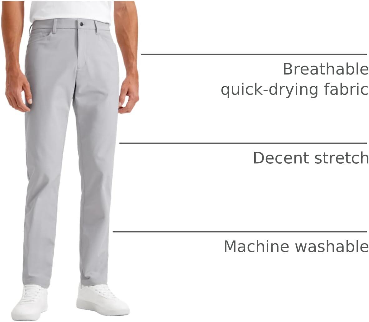 imageCRZ YOGA All Day Comfy 5Pocket Golf Pants for Men  28quot30quot32quot34quot Quick Dry Lightweight Casual Work Stretch TrousersPlatinum Grey