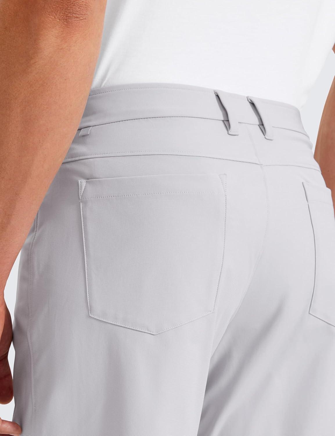 imageCRZ YOGA All Day Comfy 5Pocket Golf Pants for Men  28quot30quot32quot34quot Quick Dry Lightweight Casual Work Stretch TrousersPlatinum Grey