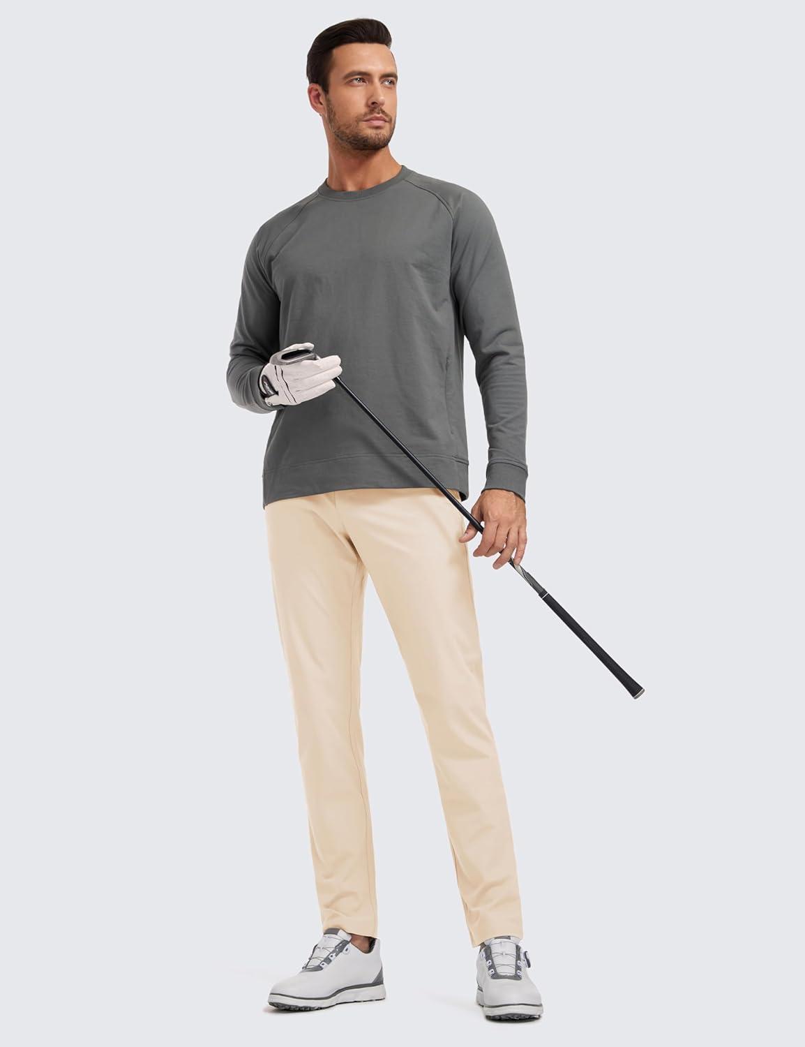 imageCRZ YOGA All Day Comfy 5Pocket Golf Pants for Men  28quot30quot32quot34quot Quick Dry Lightweight Casual Work Stretch TrousersRaw Linen