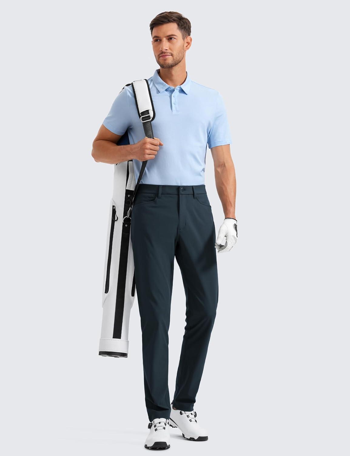 imageCRZ YOGA All Day Comfy 5Pocket Golf Pants for Men  28quot30quot32quot34quot Quick Dry Lightweight Casual Work Stretch TrousersTrue Navy